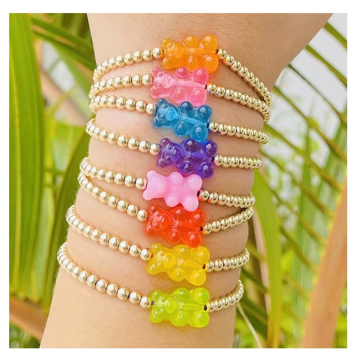 Gold Bead Gummi Bear Bracelet
