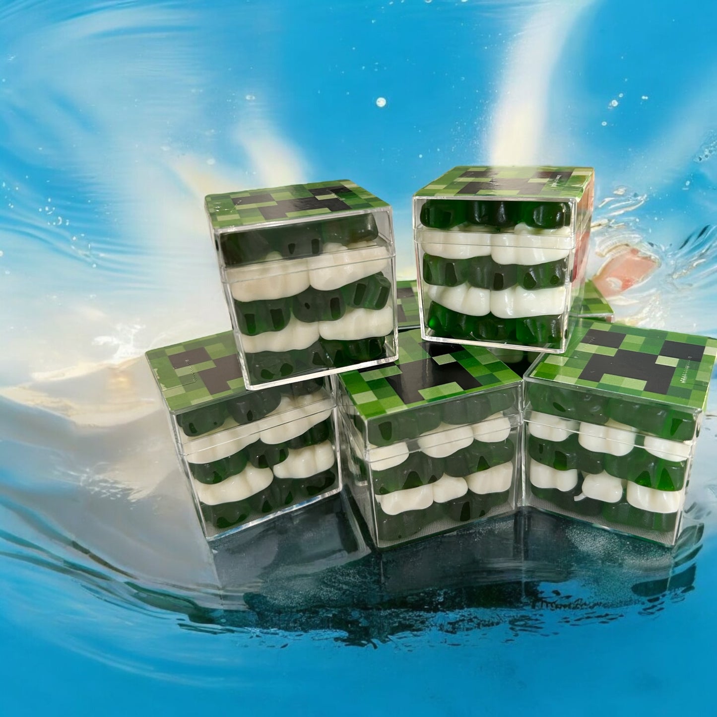Mine Candy Cubes - Green Apple with Strawberry and Banana gummi bears