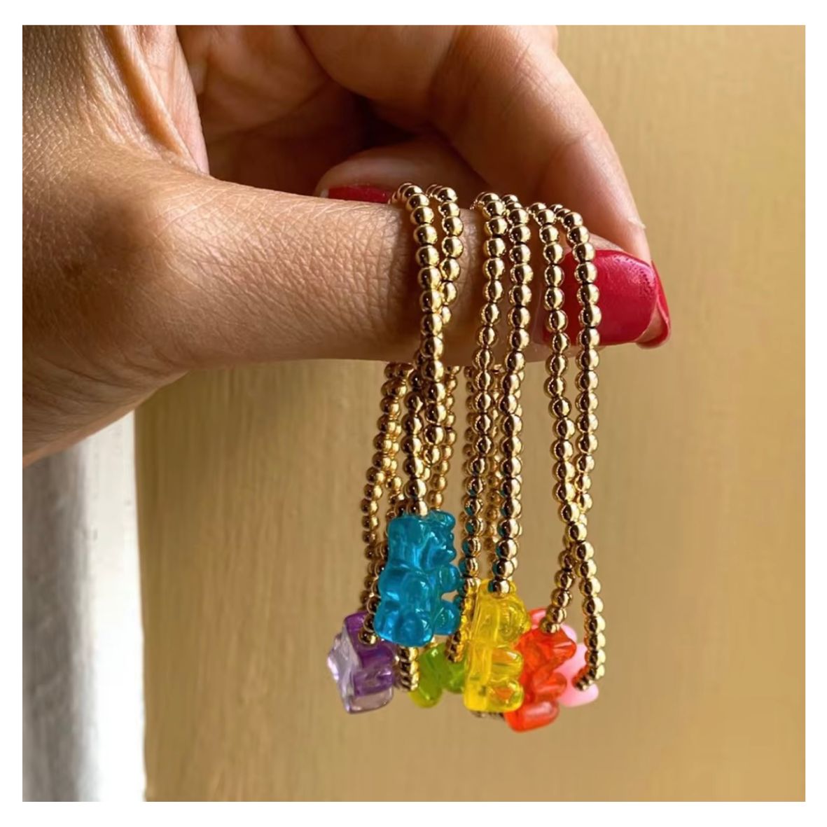Gold Bead Gummi Bear Bracelet
